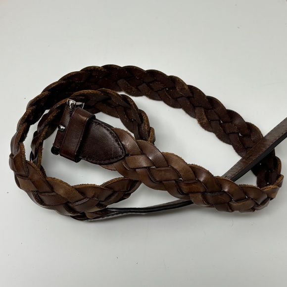 Coach Unisex Size 38 Braided Leather Belt Brown with Silver Tone Buckle Logo main image 6